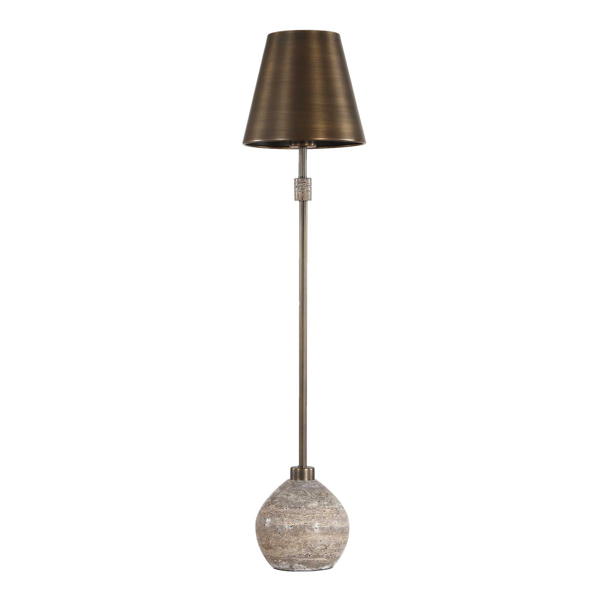 Jaycee Brass/Brown/Gray Dark Travertine Buffet Lamp - Ornate Home