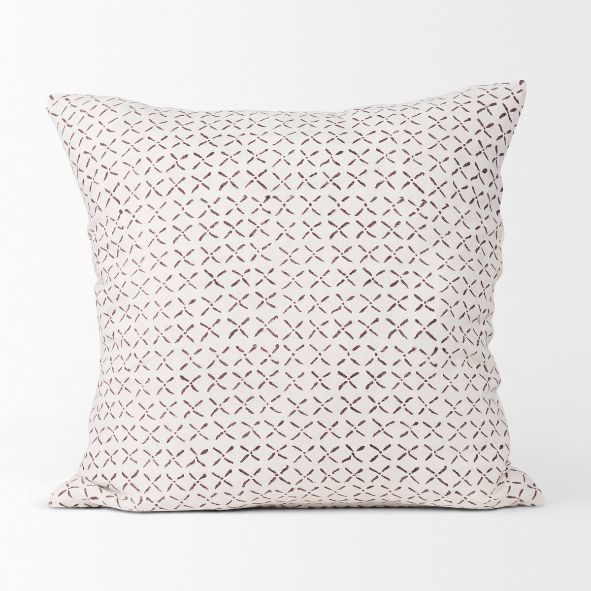 Jayden Cream 22x22 with Merlot Print Linen Square Pillow Cover