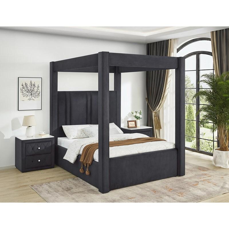 Jayla Black King Canopy Bed - Ornate Home