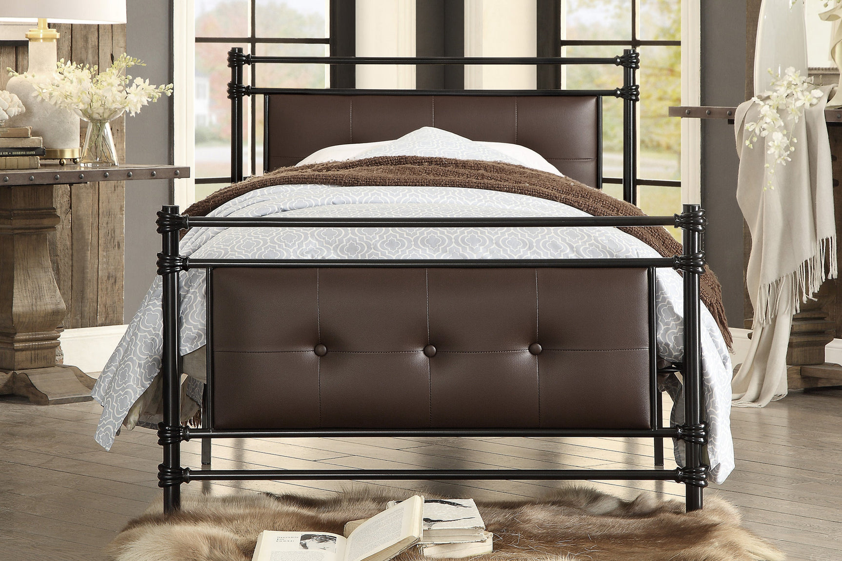 Jayla Brown Twin Metal Platform Bed - Ornate Home