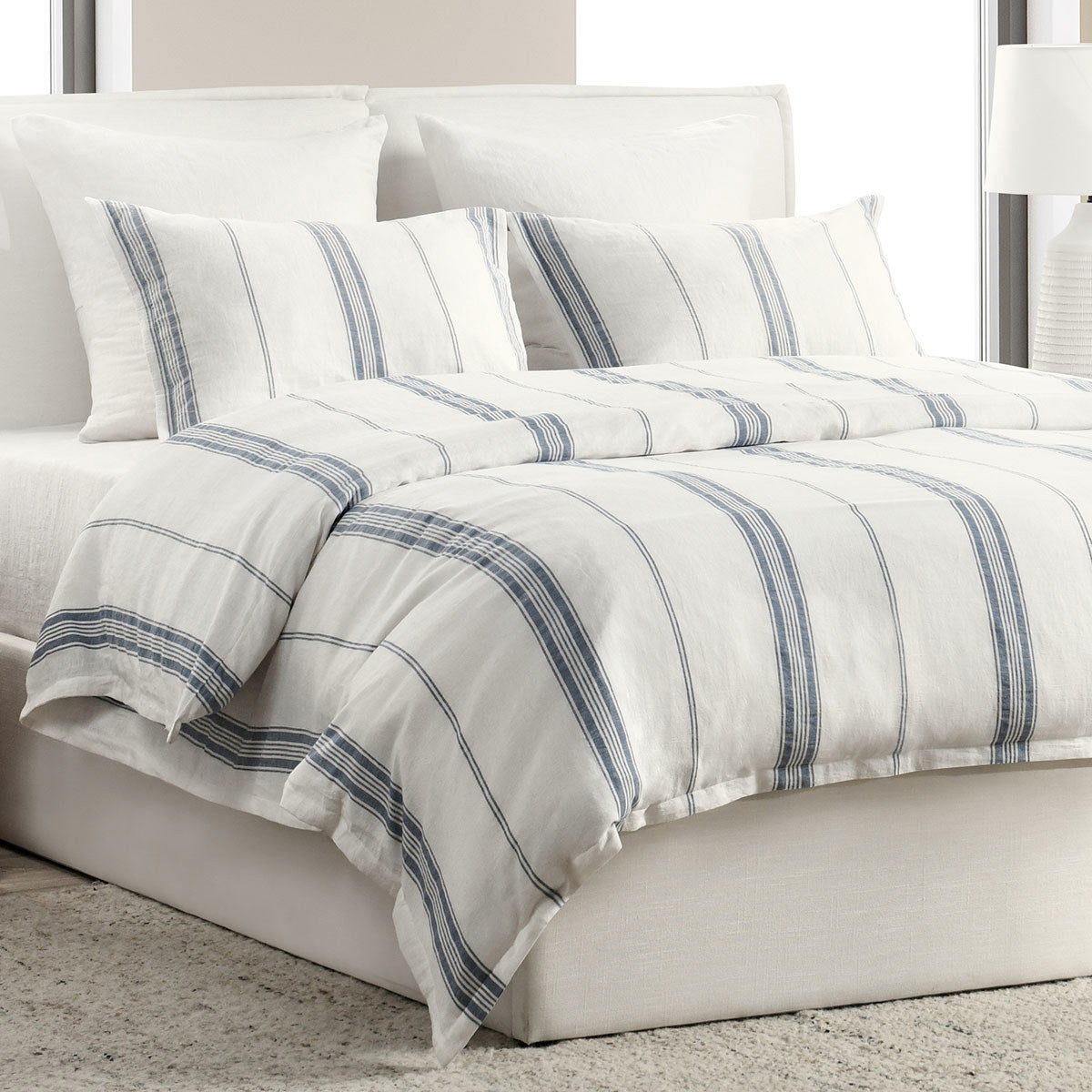 Jayson Blue Stripe Linen Cashmere Duvet Collection - Ornate Home