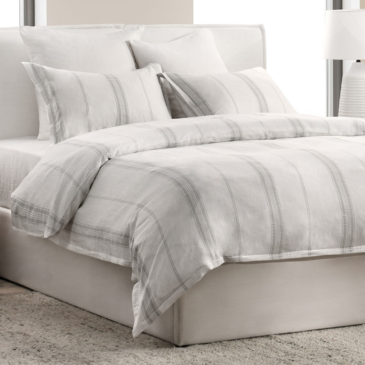 Jayson Gray Stripe Linen Cashmere Duvet Collection - Ornate Home
