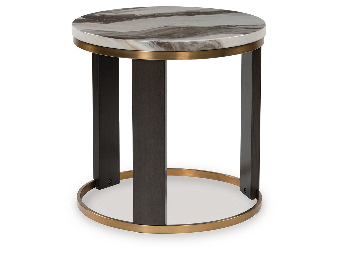 Jazmore Brown/Brass Finish Round End Table - Ornate Home