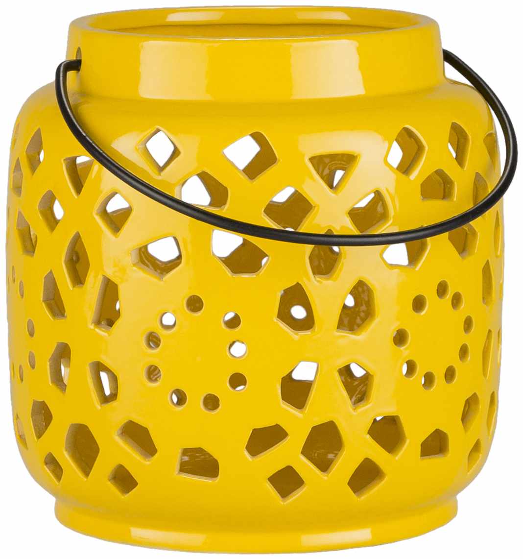 Jeiseyville Yellow Geometric Outdoor Ceramic Lantern - Ornate Home