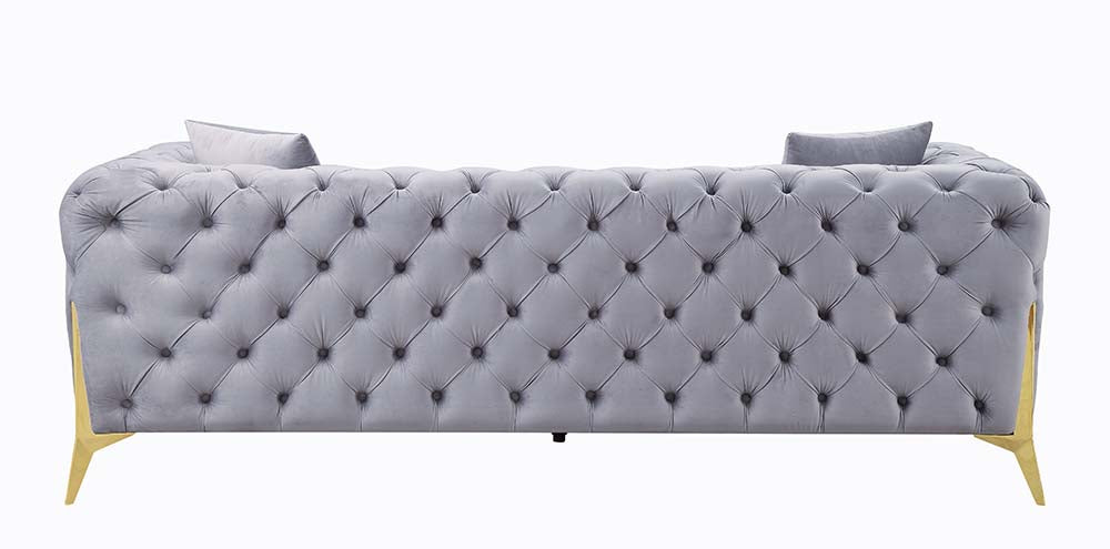 Jelanea Gray/Gold Sofa w/ 2 Pillows - Ornate Home
