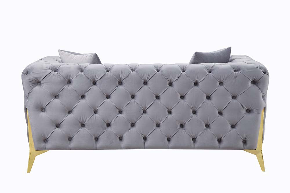 Jelanea Gray Velvet Stationary Loveseat - Ornate Home