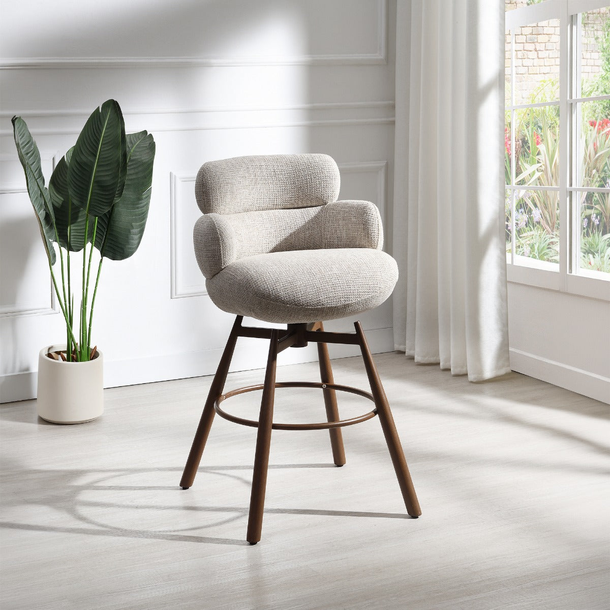 Jena Beige Bar Chair W/Swivel - Ornate Home