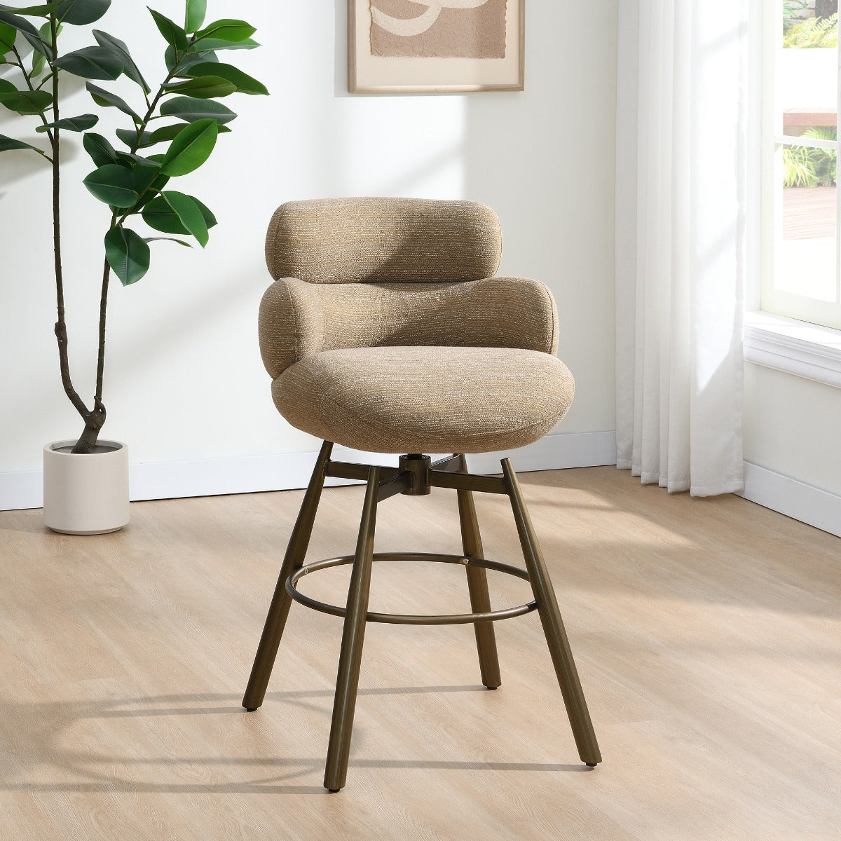 Jena Taupe Bar Chair W/Swivel - Ornate Home