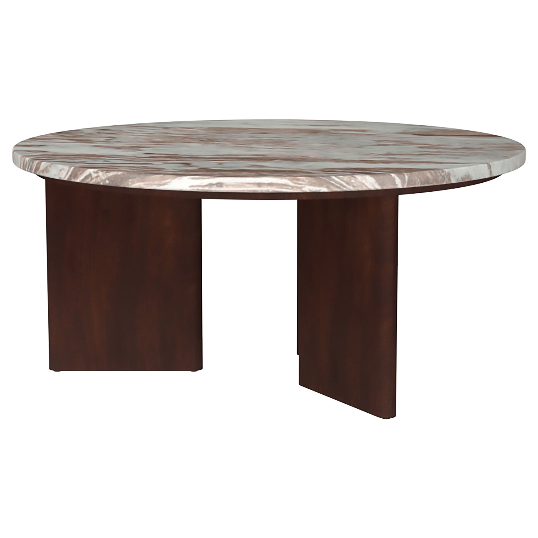 Jenna Brown 35-inch Round Marble Top Cocktail Coffee Table - Ornate Home