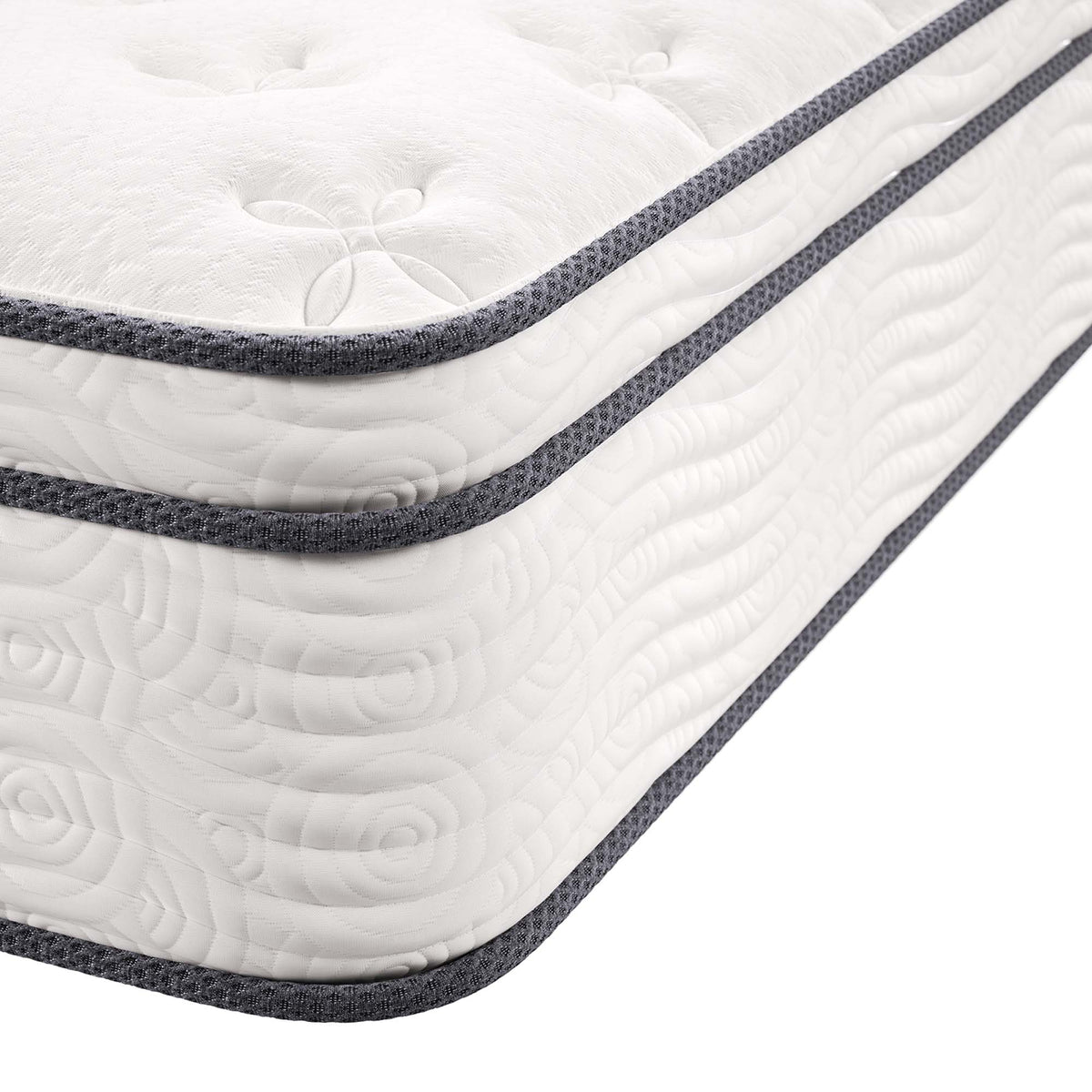 Jenna White 12" Innerspring and Foam California King Mattress - Ornate Home