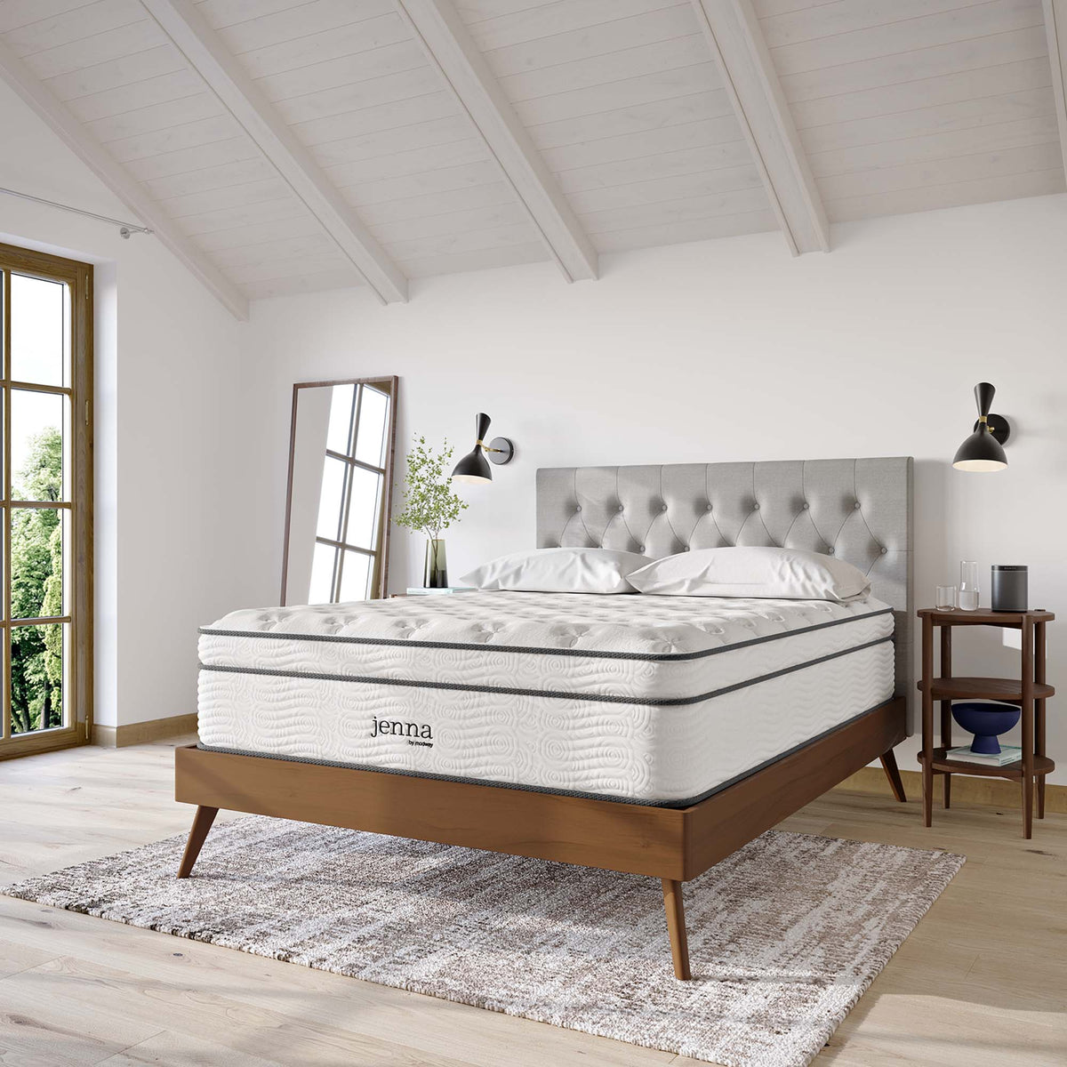 Jenna White 14" Innerspring and Foam California King Mattress - Ornate Home
