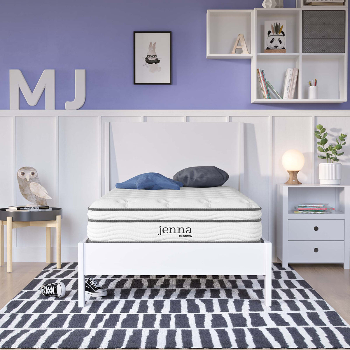 Jenna White 8" Innerspring and Foam Narrow Twin Mattress - Ornate Home