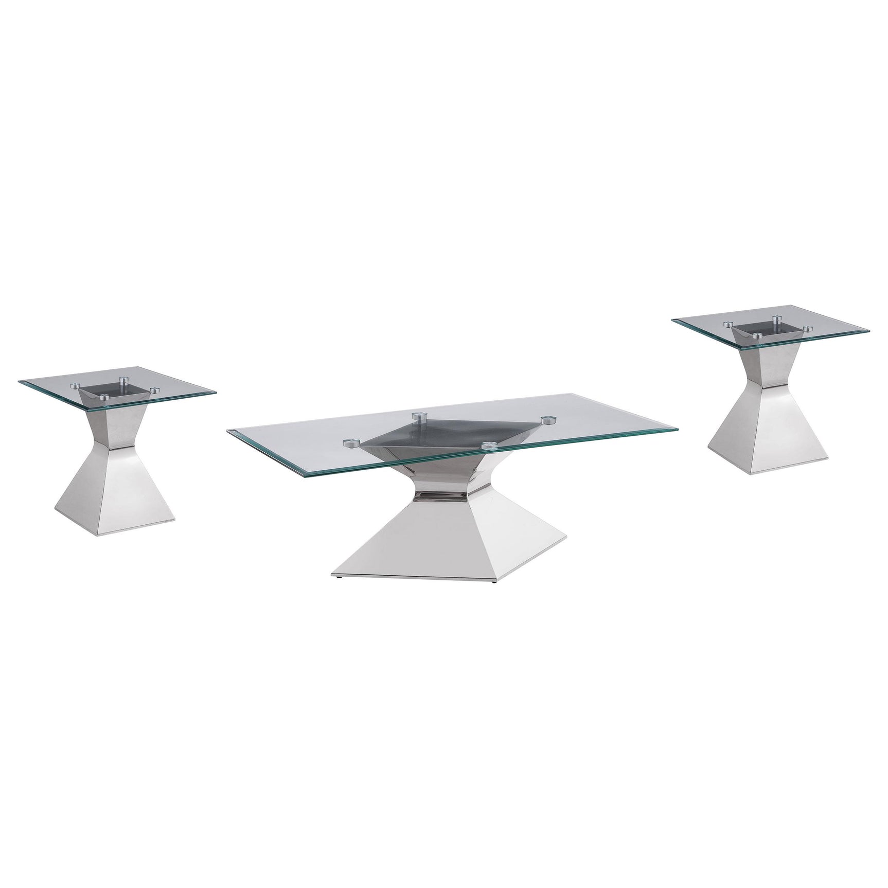 Jenny Chrome 3-piece Rectangular Coffee and End Table Set - Ornate Home