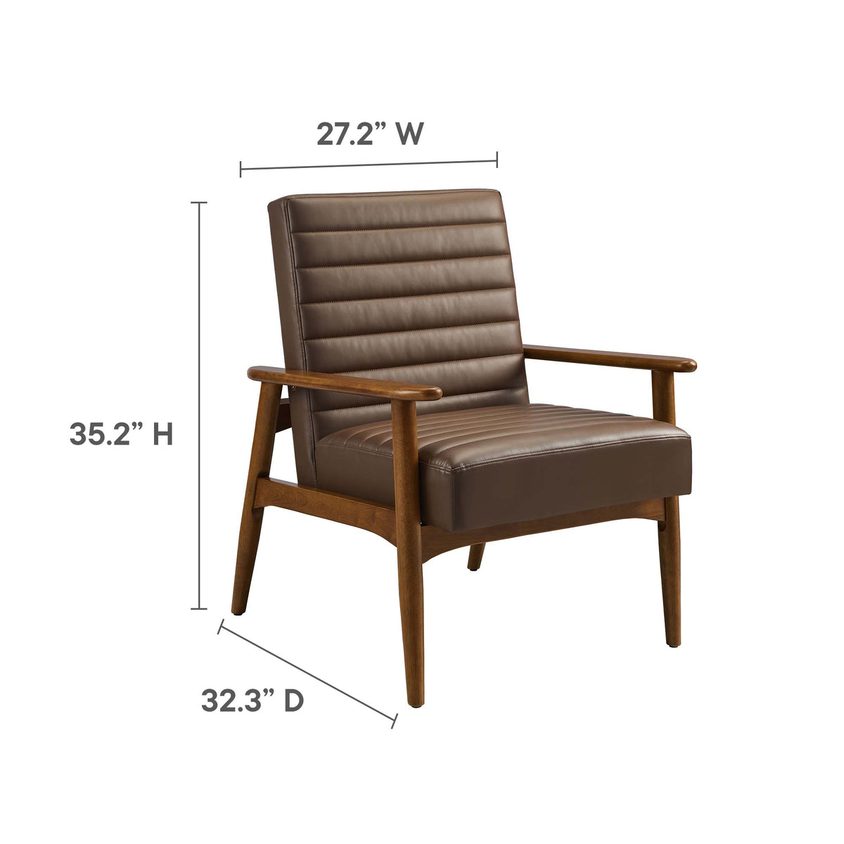 Jensen Walnut/Brown Vegan Leather Accent Chair - Ornate Home