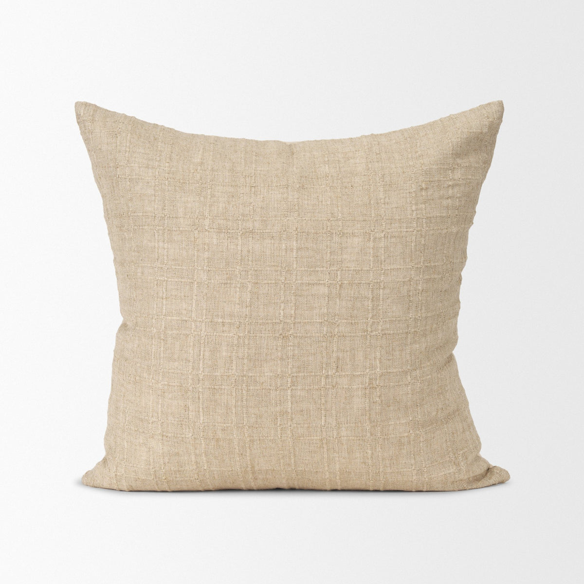Jeren Beige 22x22 Cotton Linen Square Pillow Cover - Ornate Home