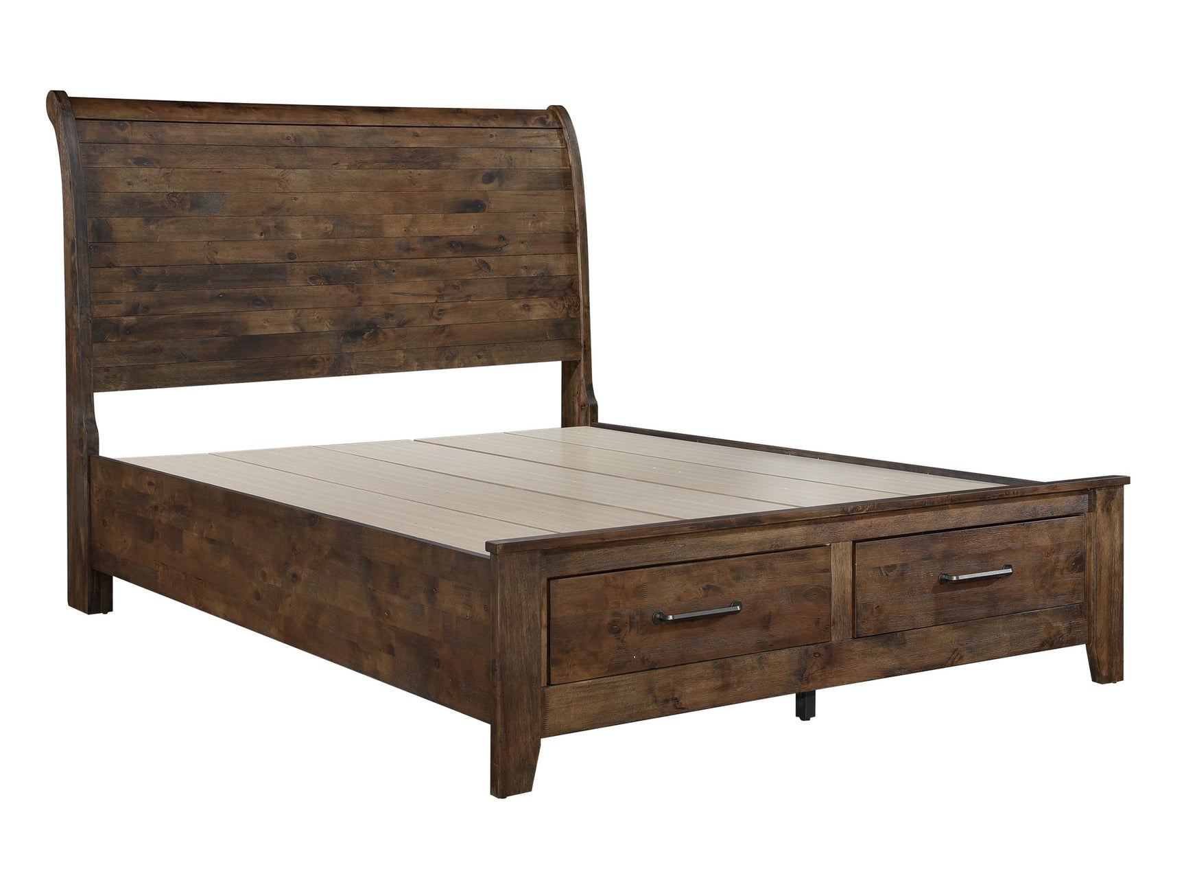 Jerrick Burnished Brown Queen Sleigh Platform Bed - Ornate Home