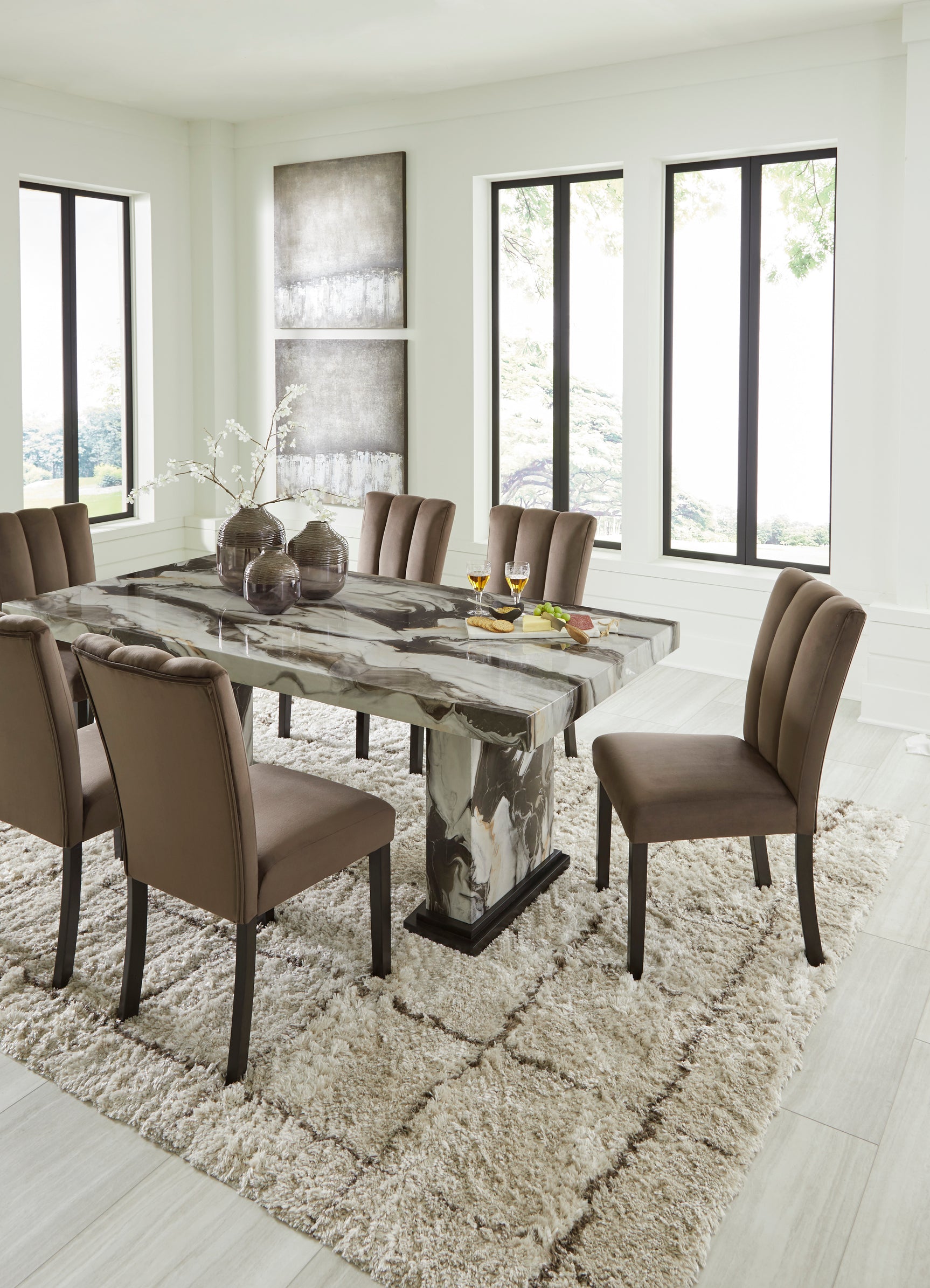 Jeshina Dark Brown/Beige Dining Table - Ornate Home