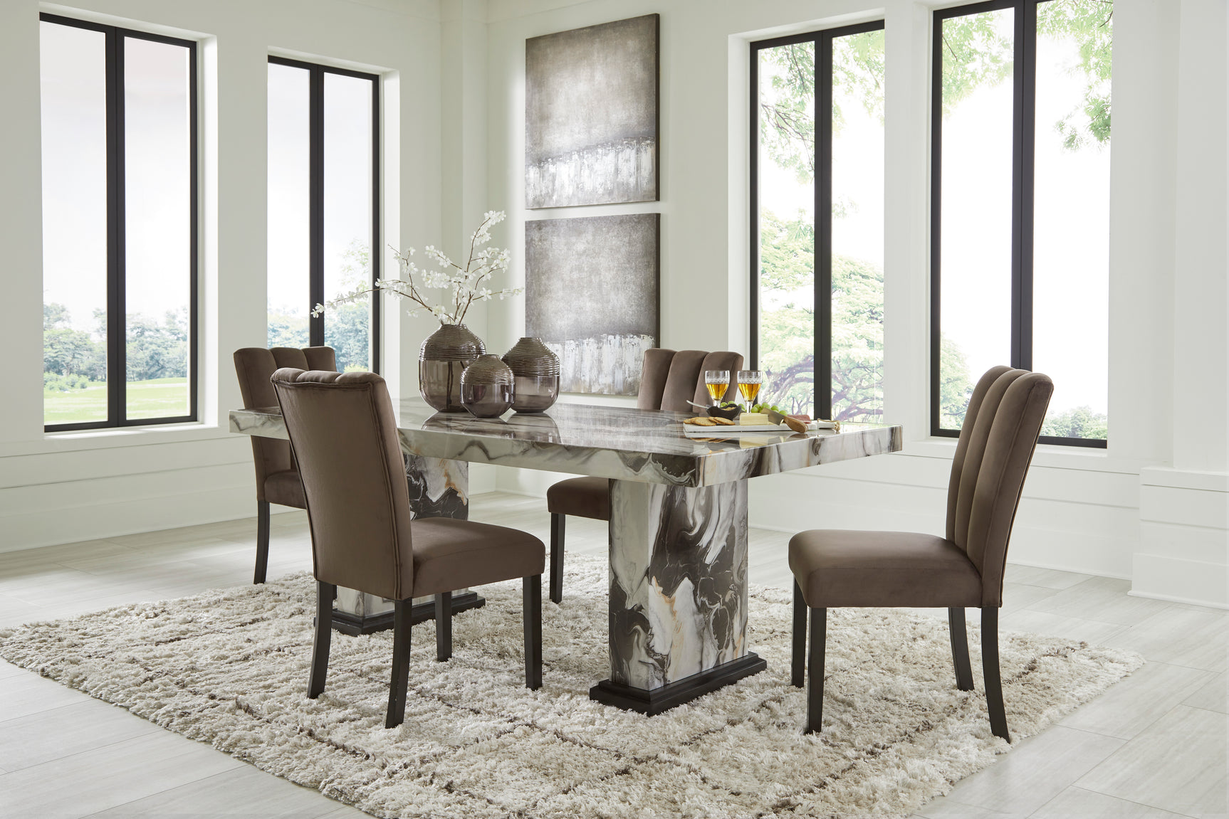 Jeshina Dark Brown/Beige Dining Table - Ornate Home