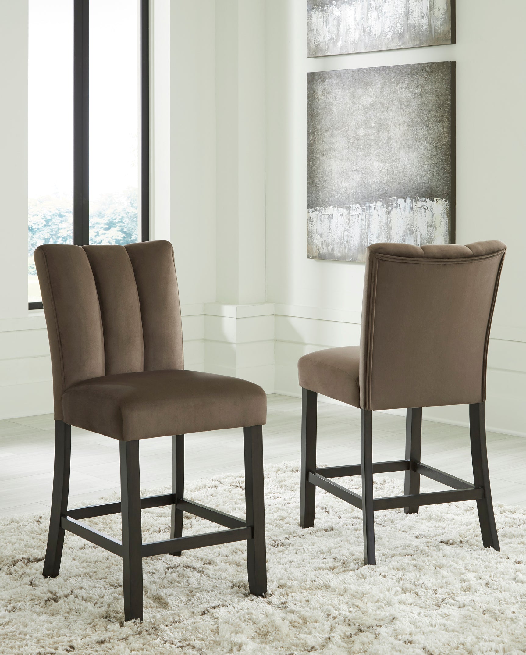 Jeshina Dark Brown/Beige/Mocha Counter Height Dining Table and 4 Barstools - Ornate Home