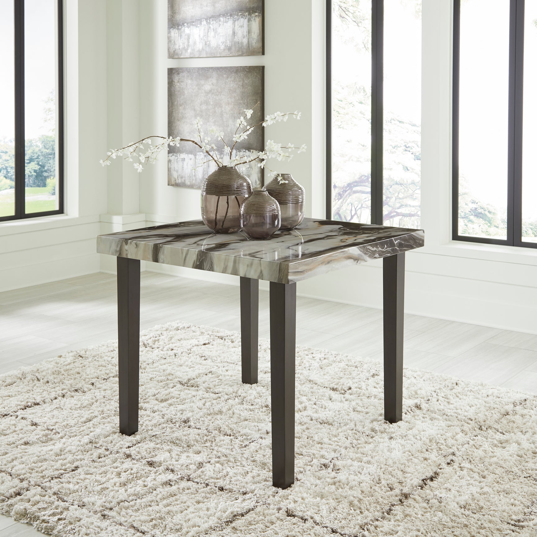 Jeshina Dark Brown/Beige/Mocha Counter Height Dining Table and 4 Barstools - Ornate Home