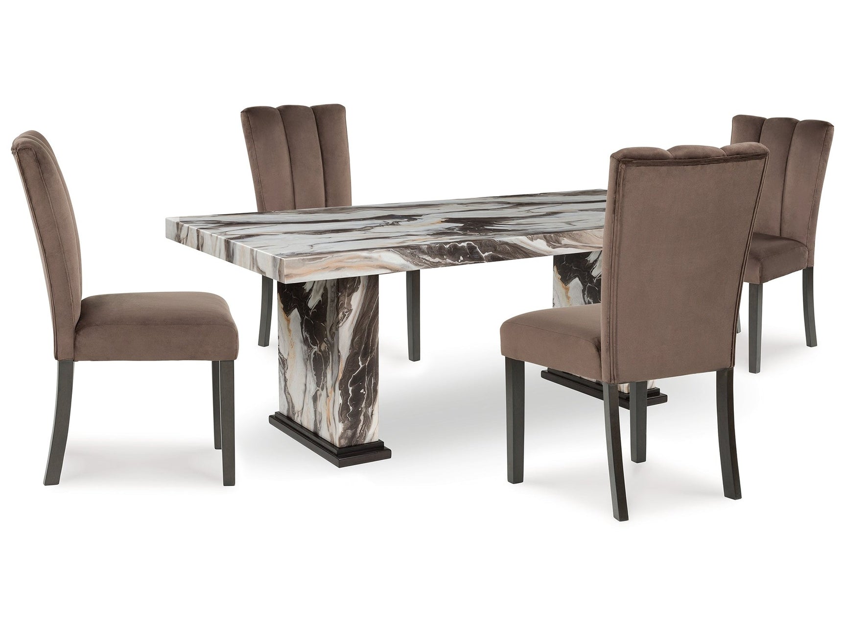 Jeshina Mocha/Dark Brown/Beige Dining Table and 4 Chairs - Ornate Home