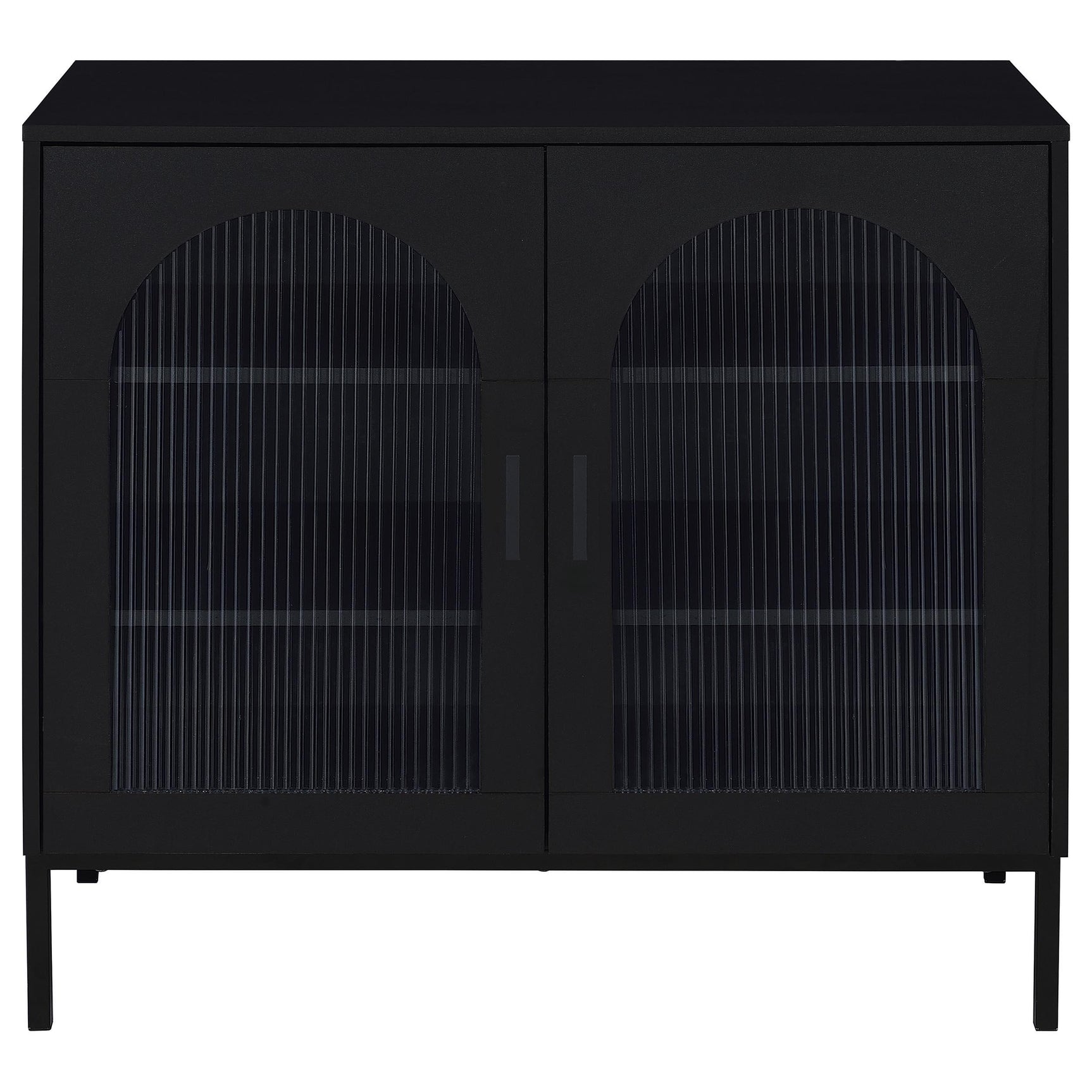 Jess Black 2-door Arched Fluted Glass Accent Cabinet - Ornate Home