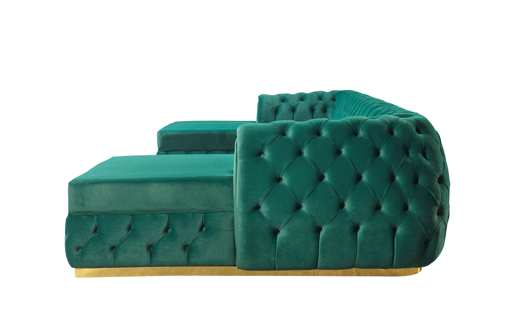 Jess Green Velvet Double Chaise "U" Shape Sectional Sofa - Ornate Home