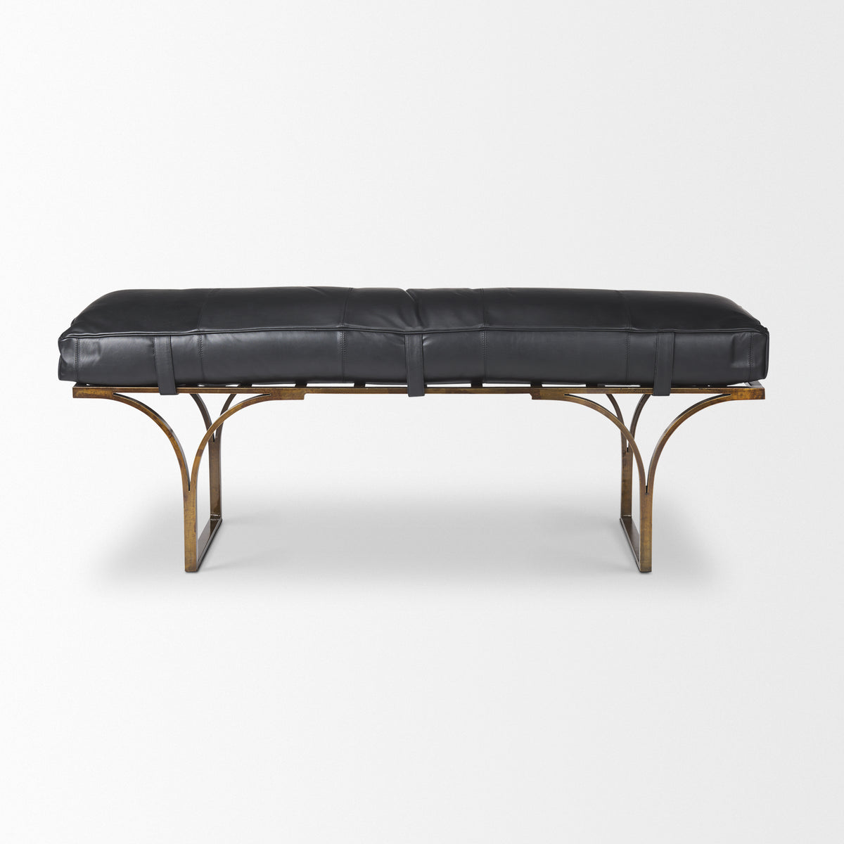 Jessie Black/Gold Leather Seat Accent Bench - Ornate Home