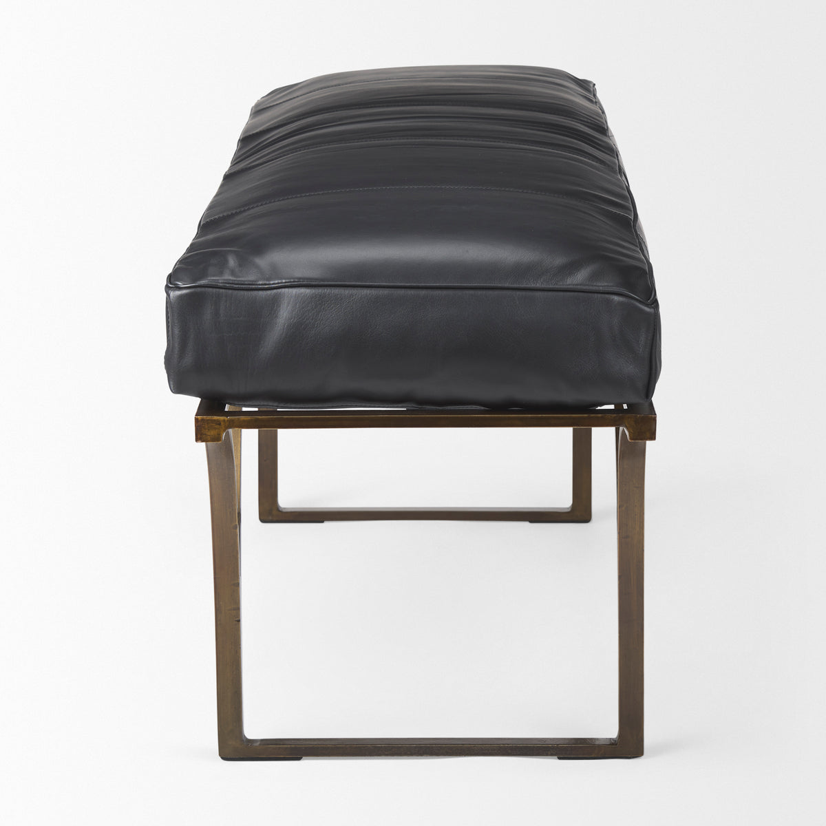 Jessie Black/Gold Leather Seat Accent Bench - Ornate Home