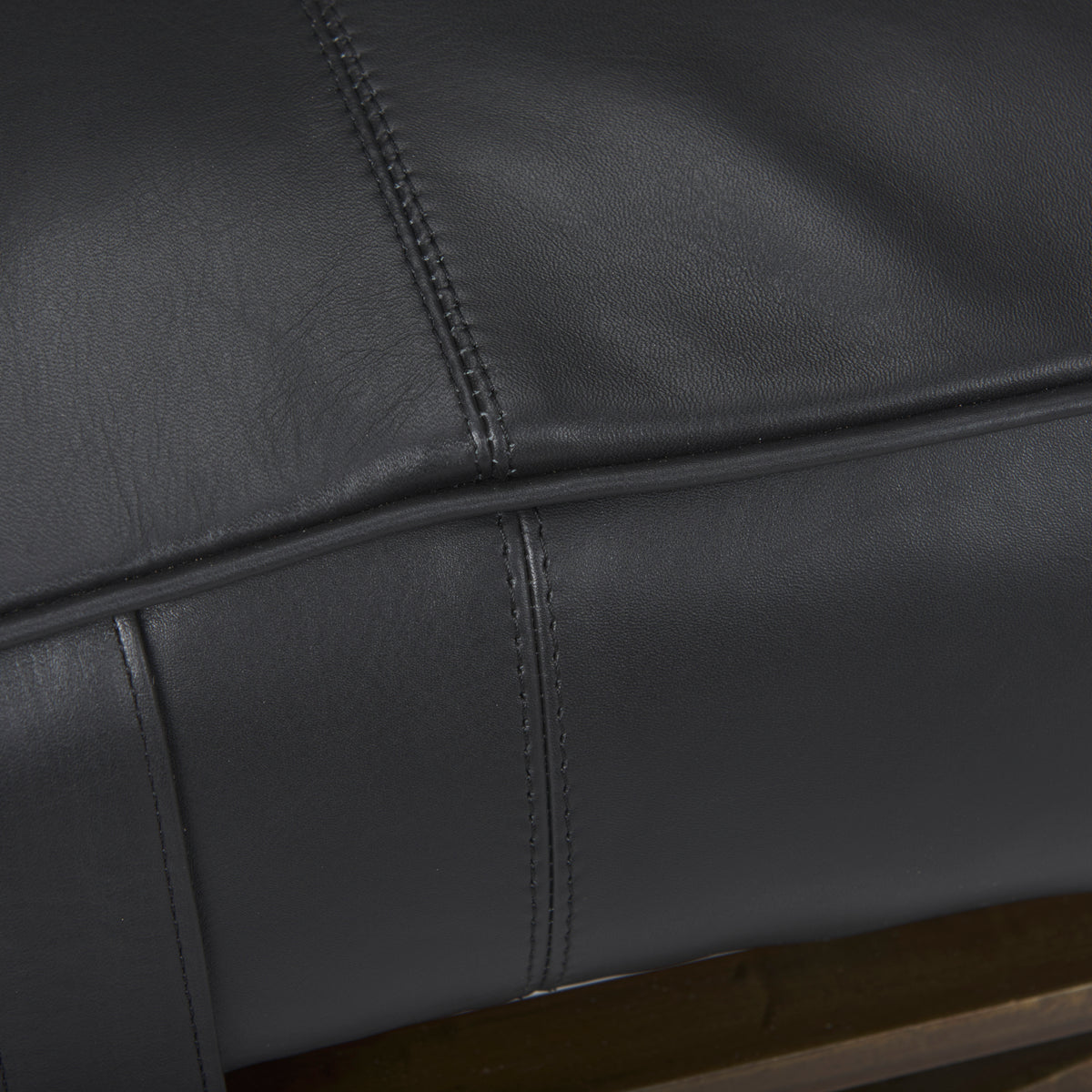 Jessie Black/Gold Leather Seat Accent Bench - Ornate Home