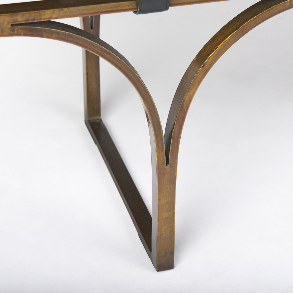 Jessie Black/Gold Leather Seat Accent Bench - Ornate Home