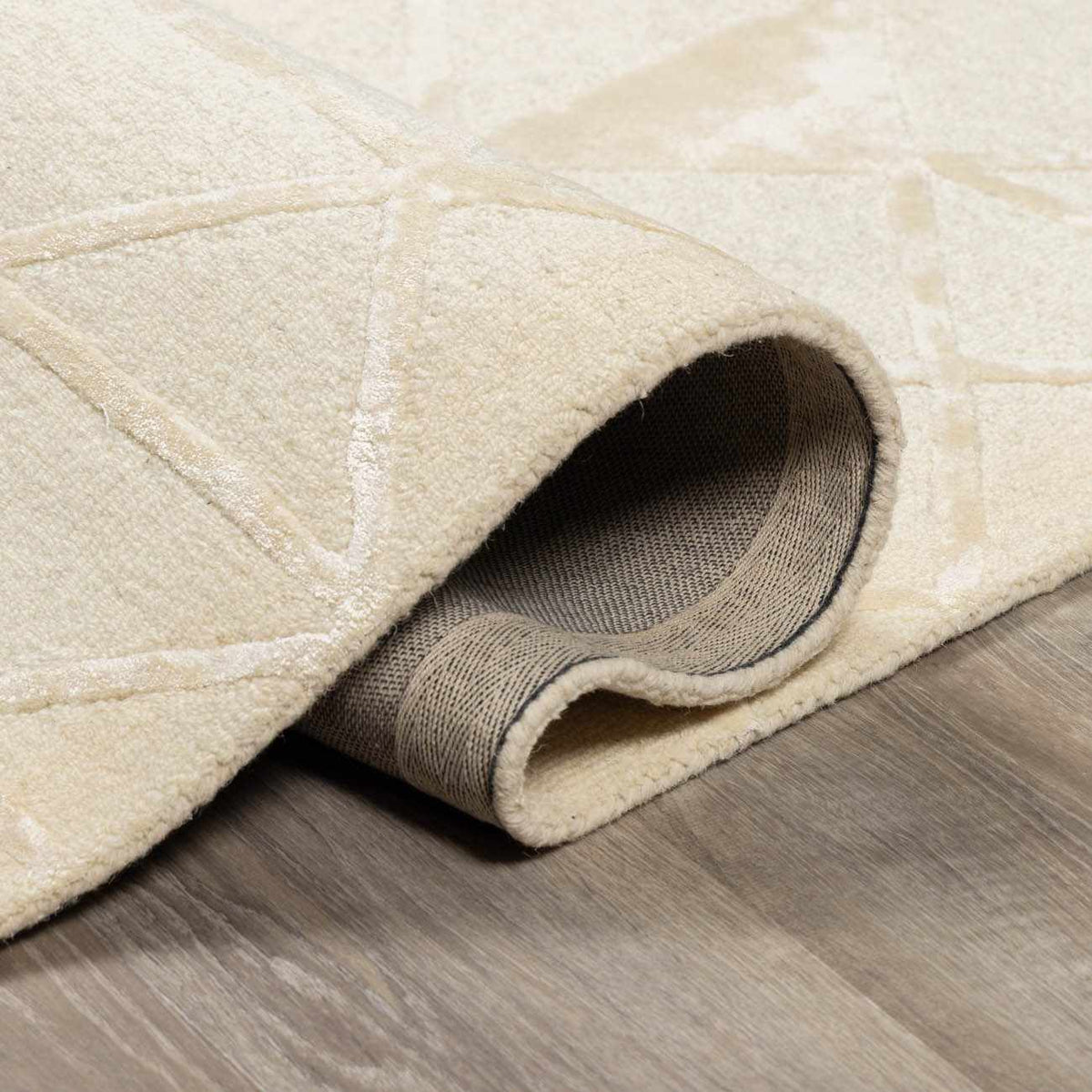 Jevau Beige Geometric Hand Tufted Wool Area Rug - Clearance - Ornate Home