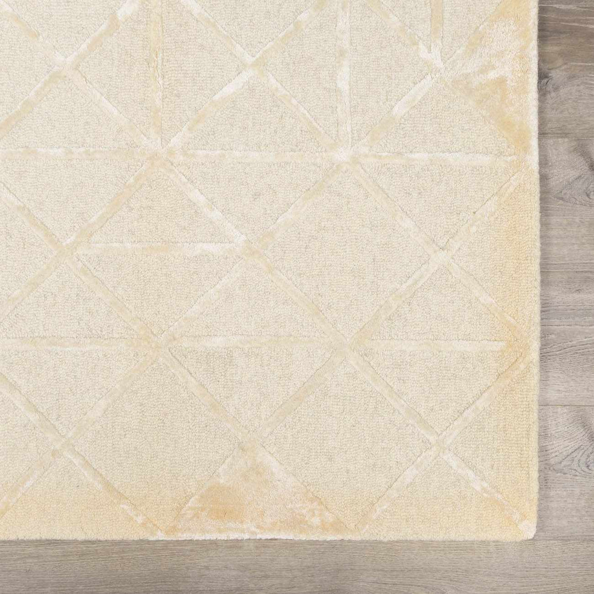 Jevau Beige Geometric Hand Tufted Wool Area Rug - Clearance - Ornate Home