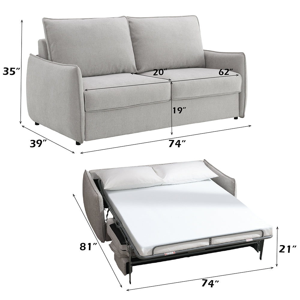 Jinn Beige Sofa w/Sleeper - Ornate Home