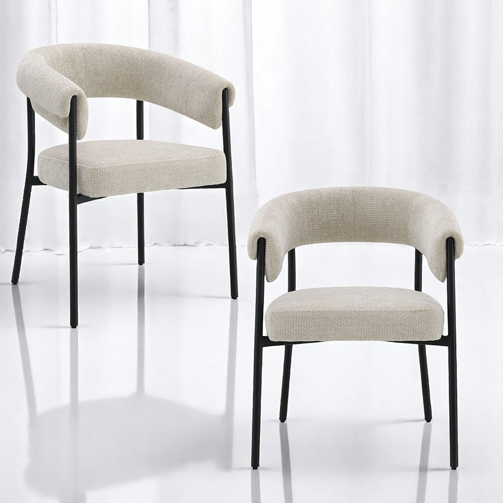 Jirina Beige/Black Arm Chair (Set of 2) - Ornate Home