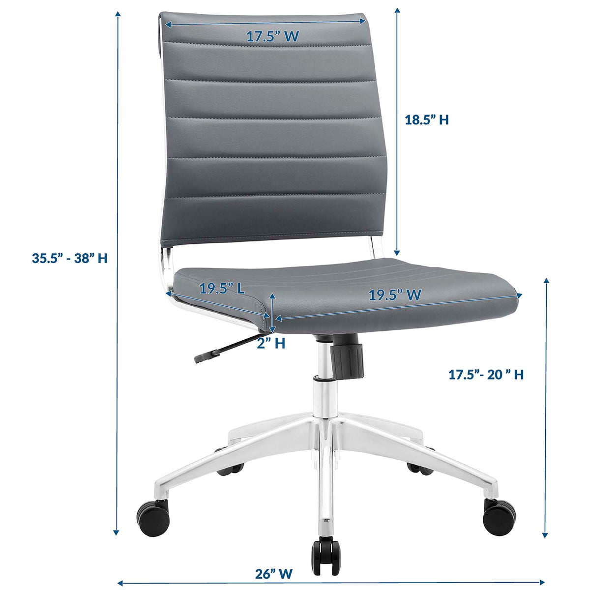 Jive Gray Armless Mid Back Office Chair - Ornate Home