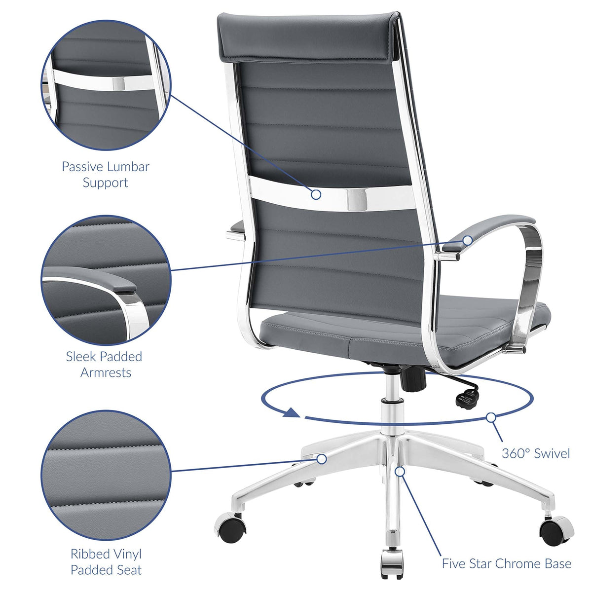 Jive Gray Highback Office Chair - Ornate Home