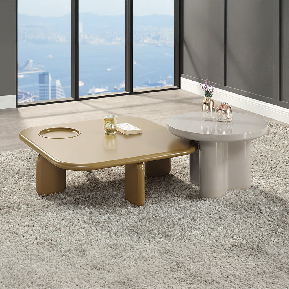 Joane Light Gray High Gloss End Table - Ornate Home