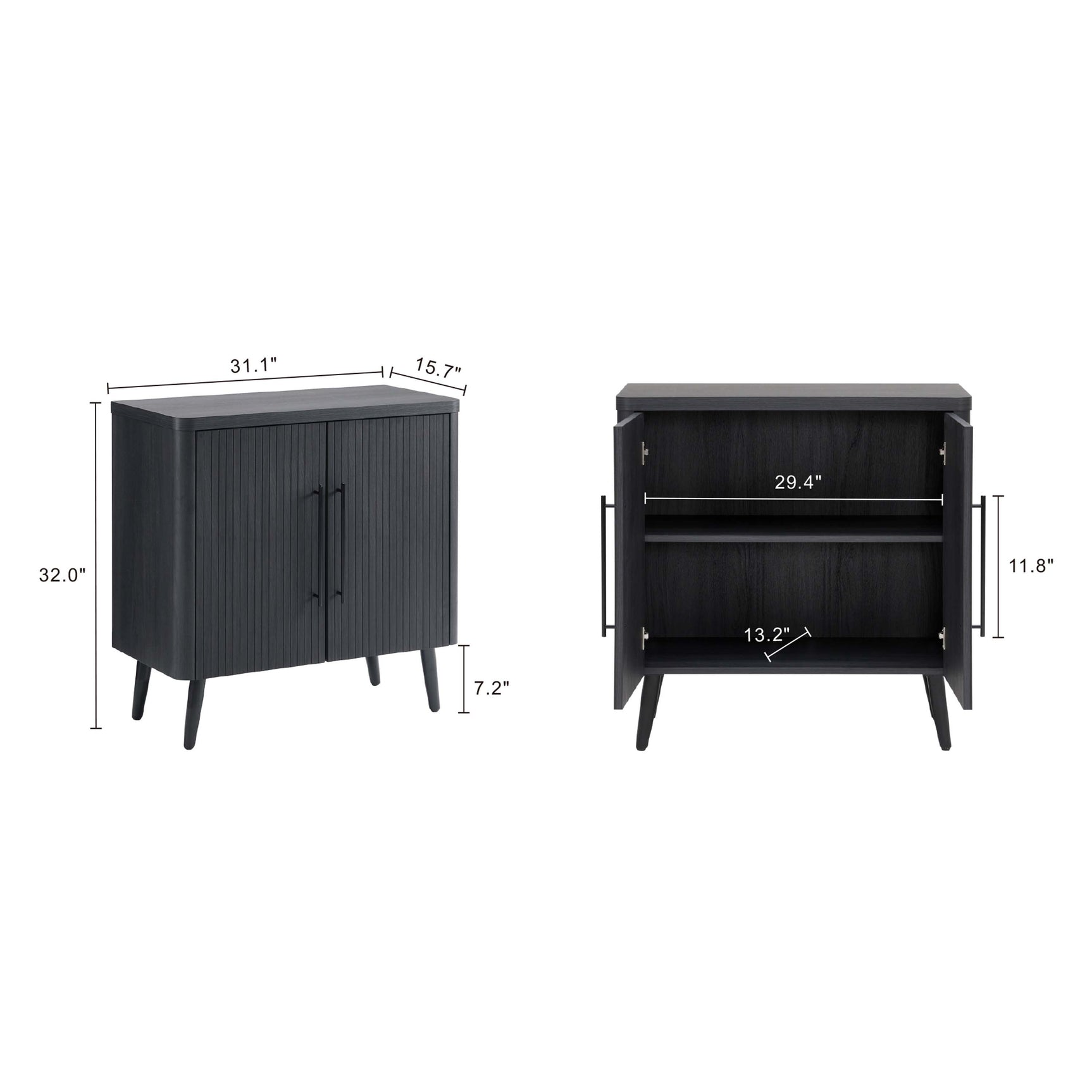Jodie Accent Cabinet in Charcoal Grey - Ornate Home