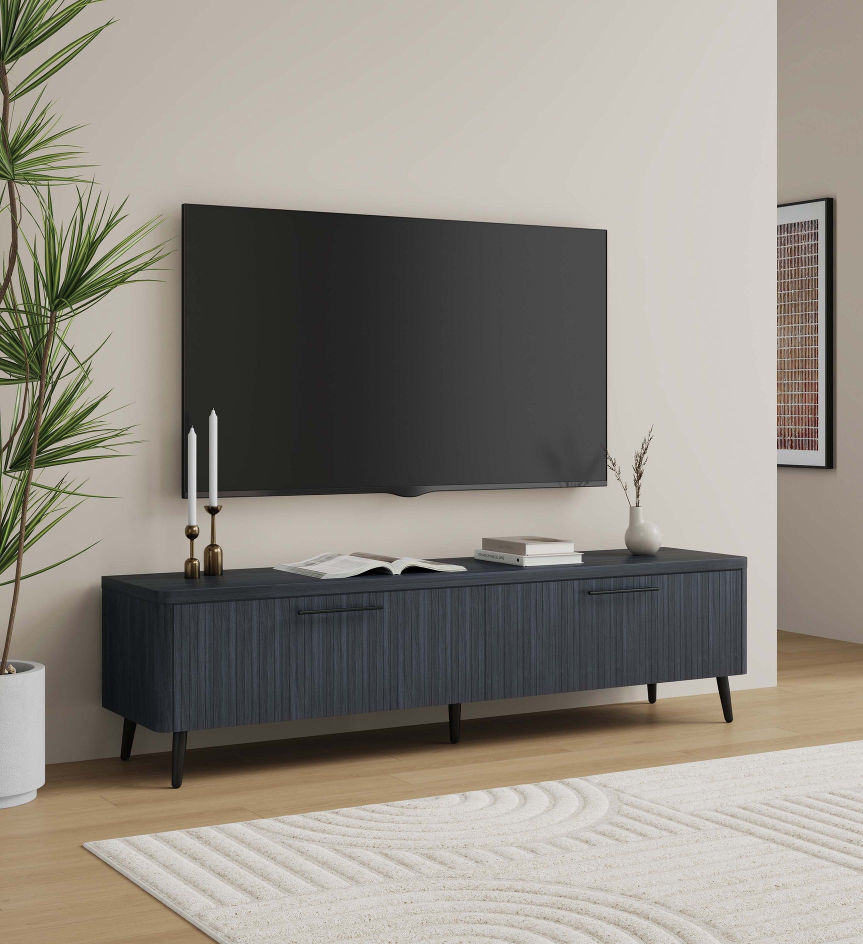 Jodie TV Stand in Charcoal Grey - Ornate Home