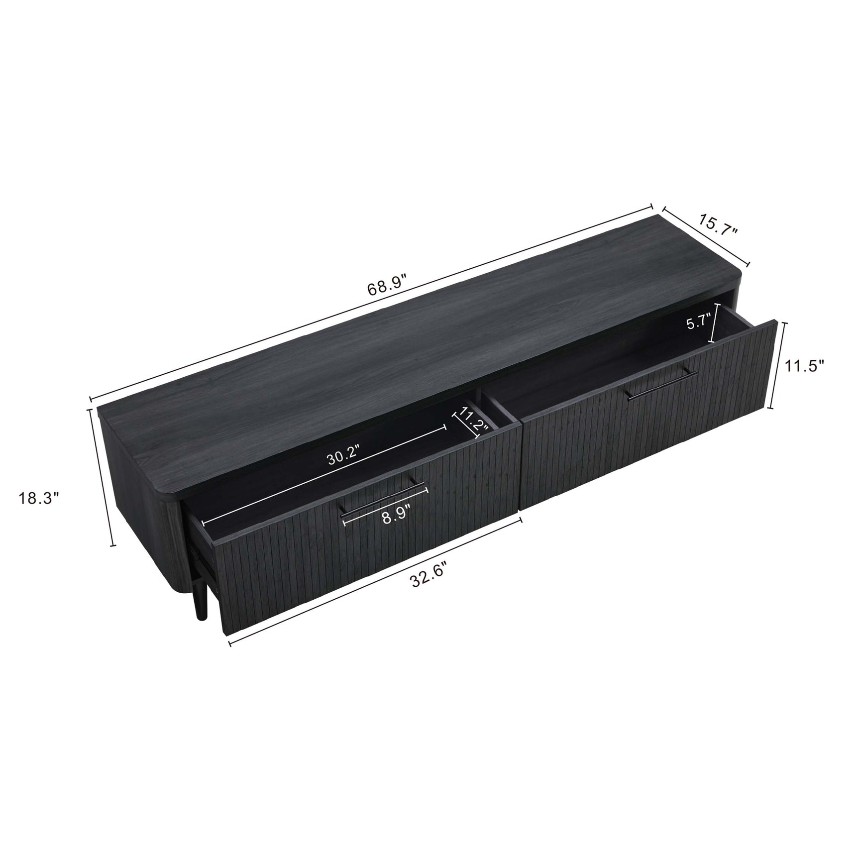 Jodie TV Stand in Charcoal Grey - Ornate Home