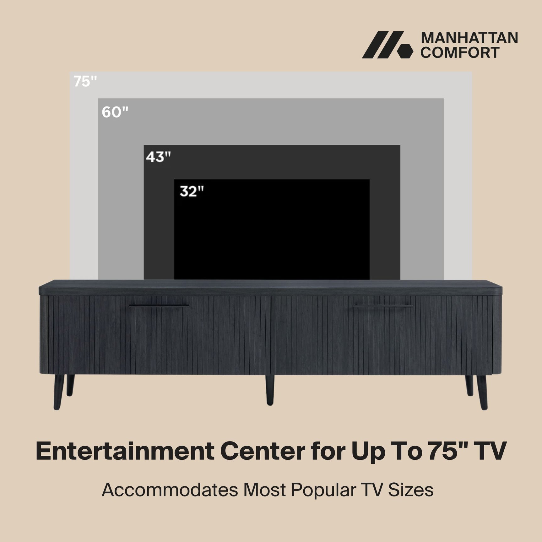 Jodie TV Stand in Charcoal Grey - Ornate Home