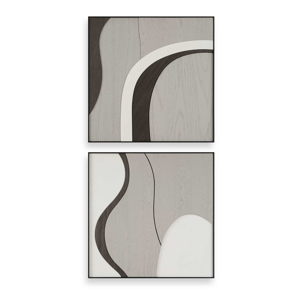Joel Brown/Gray Modern Wood Wall Art (Set of 2) - Ornate Home