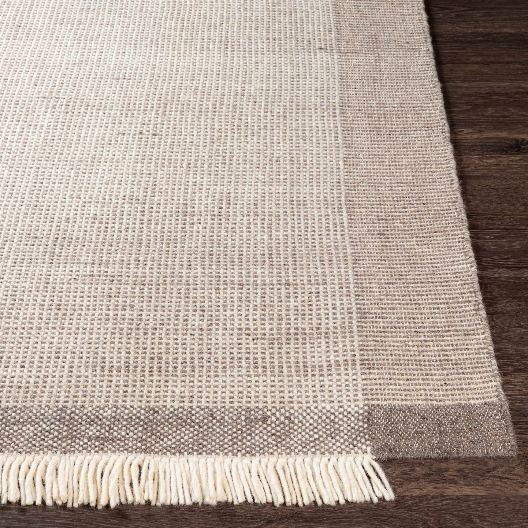Joelle Beige Grid Wool Rug - Ornate Home