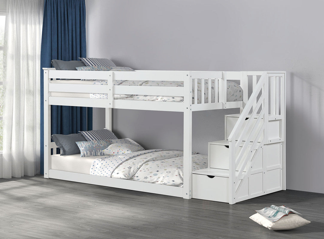 Jojo White Twin Bunk Bed - Ornate Home