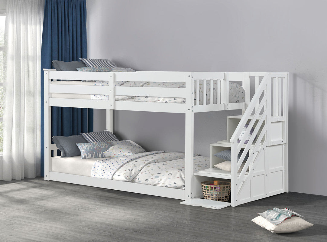 Jojo White Twin Bunk Bed - Ornate Home
