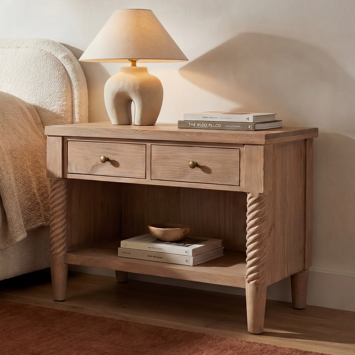 Joni Natural Nightstand - Ornate Home