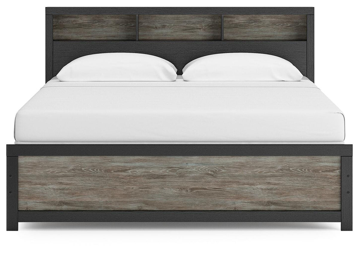 Jonnifer Black/Gray King Bookcase Panel Bed - Ornate Home
