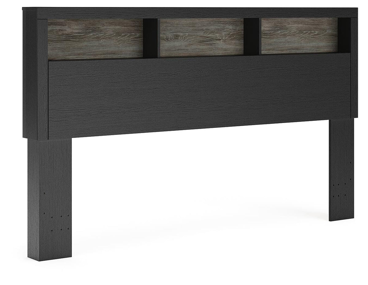 Jonnifer Black/Gray Lighted King Bookcase Headboard - Ornate Home
