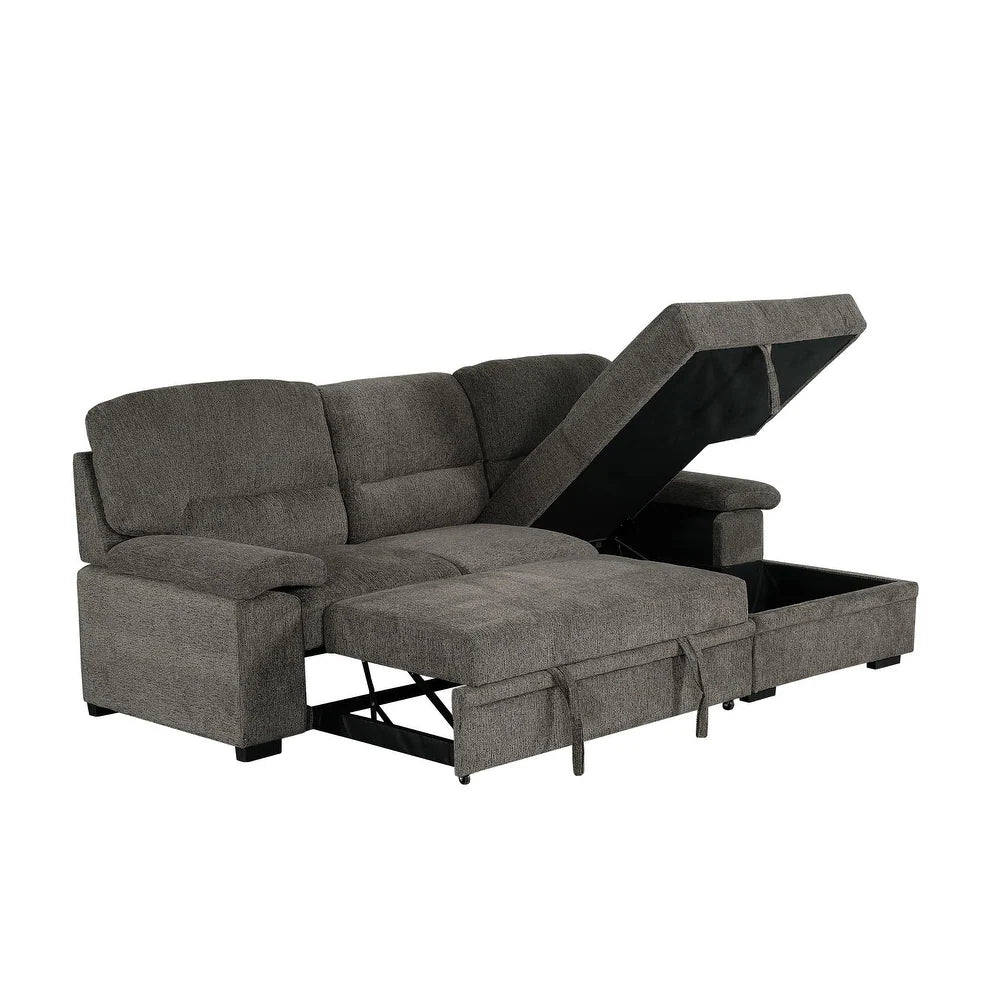 Jordan Charcoal 2pc L Shaped Sectional Sleeper w/ Storage - Ornate Home
